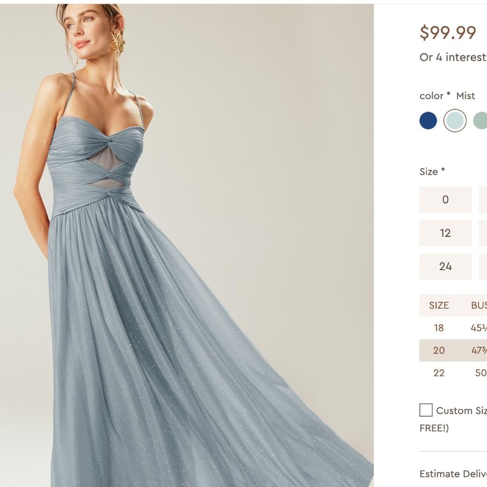 Blue size 0 cocktail dress- never worn, perfect condition